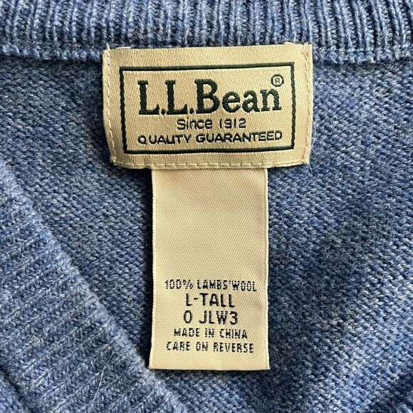 LL Bean Sweater Vest 100% Lambs Wool V-Neck Lightweight Mens Large Tall Note - Picture 3 of 9